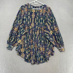 Free People Tunic Top Womens Small This is It Babydoll Button Back Boho Flowy